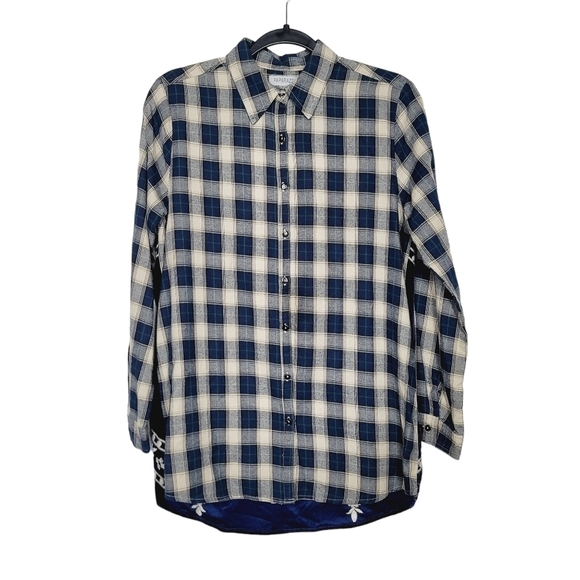 Paparazzi Heavy Embordered Back Plaid Button Up - Picture 4 of 6